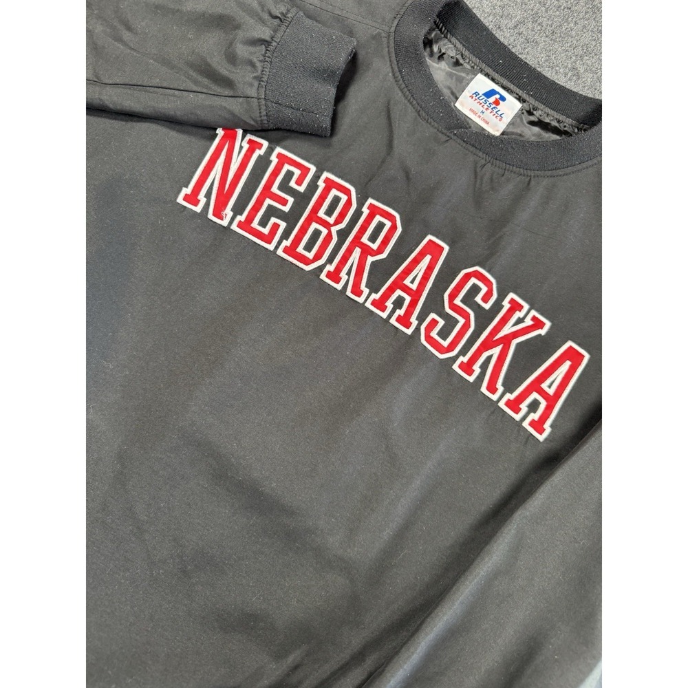 VTG Russell Athletic Nebraska Huskers Pullover Windbreaker Mens M Black